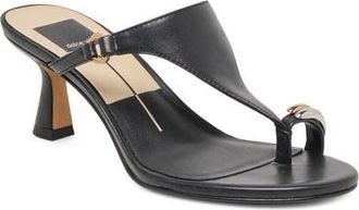Dolce Vita Derrel Toe Loop Sandal in Black Leather at Nordstrom, Size 6