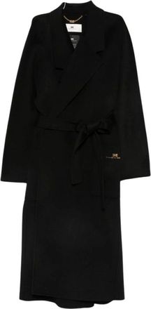 Elisabetta Franchi Dames, Mantels, Zwart, Maat: XS Leer