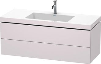 Duravit Lavabo Para Muebles Duravit L-cube C-bonded Con Base, Colgante, 120x48 Cm, 2 Cajones, Sin Rebosadero, 1 Agujero Para Grifo, Color: Blanco Lila Seda La