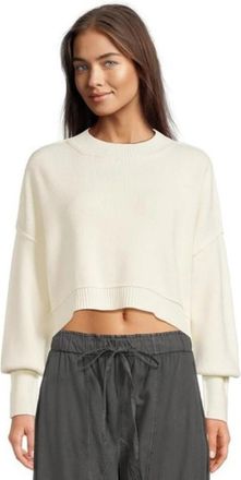 Free People Easy Street Sweater Womens Ivory Ribbed Knit Cropped GBO1328