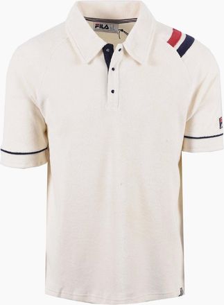 Fila Mens FILA MASSIMO TERRY POLO GARDENIA/GARNET/FILA NAVY - White - Size: 44