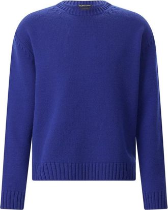 Tom Ford Trui met ronde hals - Heren - Ronde hals truien - Blauw - L - Wol - Truien & Vesten