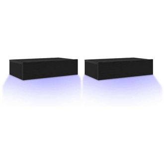 vidaXL Vidaxl - tv Cabinets with led Lights 2 pcs Black Oak 60x35x15.5 cm