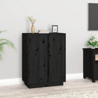 vidaXL Aparador De Madera Maciza De Pino Negro 60x35x80 Cm Vidaxl