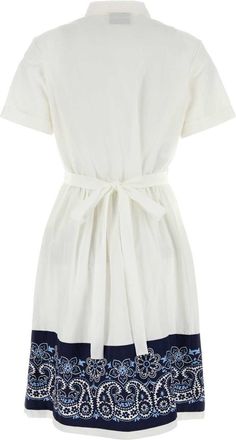 Miu Miu Biancoblu Exterior: Cotton Linen Abiti Dress