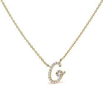 House of Brilliance 10K Gold Diamond Accent A-Z Initial Script Style Pendant Necklace in Yellow | G at Nordstrom