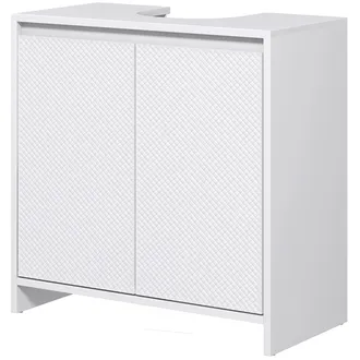 HOMCOM Mobile Bagno Sottolavabo Con 2 Ante Decorate E Intaglio A U Bianco - Homcom