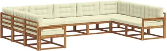 vidaXL Conjunto De Sof&aacute;s De Exterior 9 Uds. Natural Y Crema Vidaxl