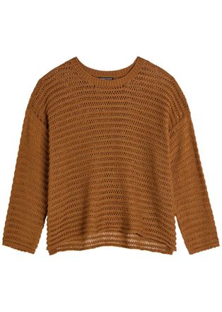 Eileen Fisher Eileen Fisher Open-knit Cotton Jumper - Bronze - L (UK 18-20 / XL)