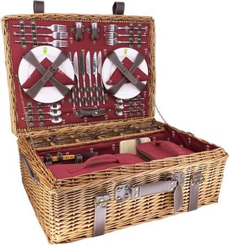 Les Jardins de la Comtesse Cesta de picnic de mimbre y cuero Champs-Elysées burdeos 6 personas