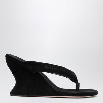 Balenciaga Infradito Gaeta con zeppa in velluto stretch nera