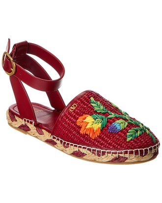 Valentino Straw & Leather Espadrille