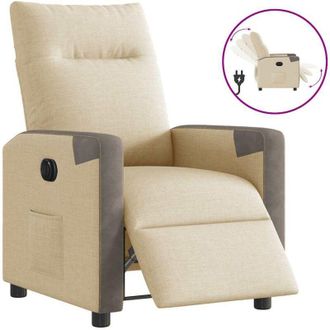 vidaXL Sill&oacute;n Reclinable El&eacute;ctrico De Tela Crema Vidaxl