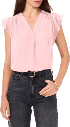 Vince Camuto V-Neck Flutter Sleeve Satin Top in Faded Rose at Nordstrom, Size Xx-Small