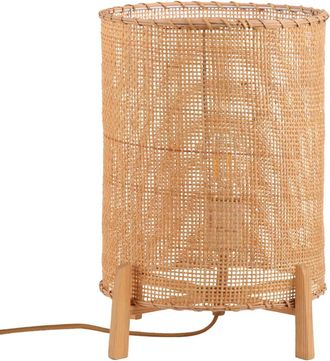 Sulion Lámpara de mesa de ratán y madera e27