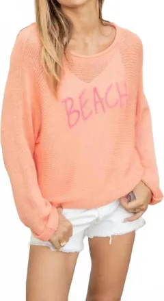 Wooden Ships Beach Long Sleeve Top In Peach-Toned