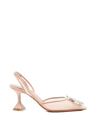 Amina Muaddi Womens With Heel Beige