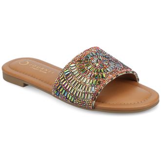Journee Collection Women & apos;s Maria Beaded Flat Slide