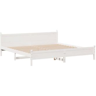 vidaXL Vidaxl - Estructura De Cama Sin Colch&oacute;n Madera Maciza Blanca 200x200 Cm