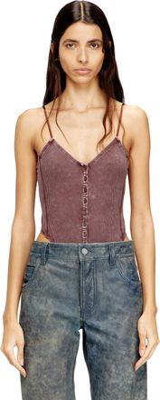 Diesel Thong bodysuit in marbled ribbed jersey - T-Shirts - Woman - Brown