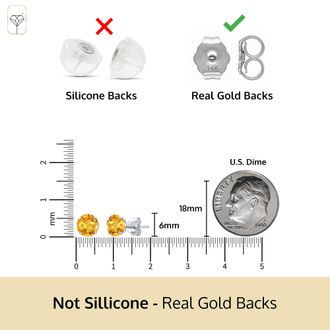 MAX + STONE 14k Yellow or White Gold 6mm Round Solitaire Gemstone Stud Earrings