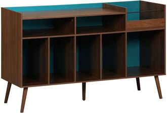 Sweeek Vintage XL bicolor vinyl furniture with wood decor and colored background 130cm blue - Nepal