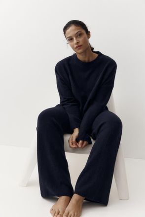 H&M Fine-knit Trousers in Navy Blue at Nordstrom, Size X-Small