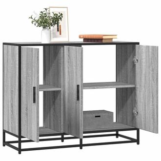 Berkfield Home Sideboard Grey Sonoma 94x35x76 cm Engineered Wood | Size: 94 x 35 x 76 cm