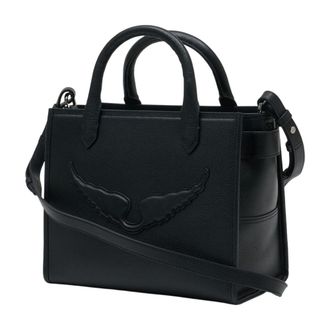 Zadig&Voltaire Womens Embossed Wing-Detail Calfskin Tote Black