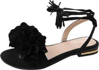 Generic Cocila Summer Sandals Women Flat Shoes Heel Fashion Beach Tassel Skidding Slipper WomenS Black, 4.5 Black Heels Size 4 White Strappy Green For Wedges 