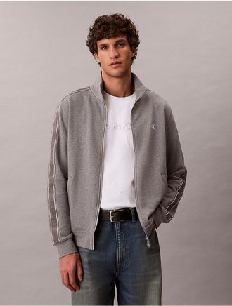 Calvin Klein Jeans Calvin Klein Mens Logo Tape Terry Jacket - Medium Grey - 2XL