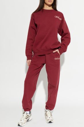 Sporty & Rich Central Park Drop Sweatpants, Womens, Burgundy
