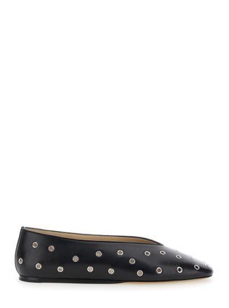 Le Monde Beryl Regency Black Ballerinas With Eyelets In Leather Woman
