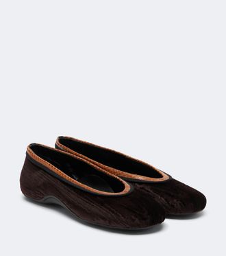 Dries Van Noten Leather-trimmed velvet ballet flats