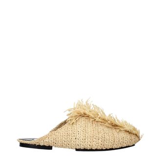 Jil Sander Beige Raffia Womens Slippers