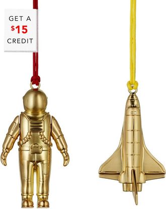 Waterford Christmas Spaceman & Rocket Golden Ornament With $15 Credit