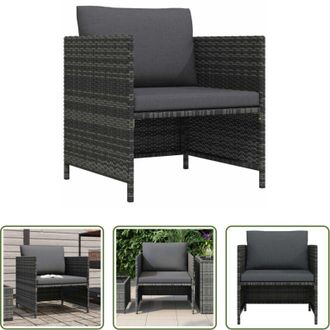vidaXL vidaXL Rattan PE - Divano da Giardino con Cuscini Grigio in Polyrattan