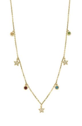 Effy 14K Yellow Gold Diamond & Gemstone Celestial Station Necklace in 14K Gold at Nordstrom, Size 16