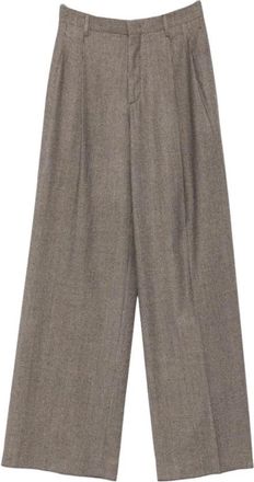 Tagliatore Peileen Wide Broeken - Dames - Wijde Broeken - Bruin - S - Wol - Broeken