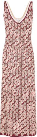 Paco Rabanne monogram-pattern scoop-neck dress - women - Viscose - L - Brown