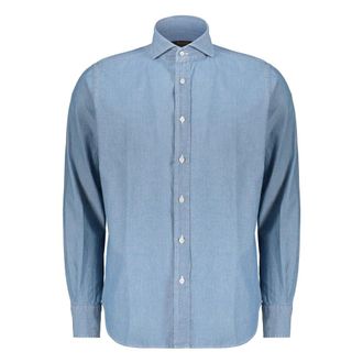 Moorer Heren, Overhemden, Blauw, Maat: 2XL Denim