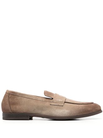 Doucal's ombr&eacute;-effect suede penny loafers - Neutrals