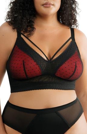 Affinitas Mia Wire-Free Padded Mesh Bralette in Black at Nordstrom, Size 32