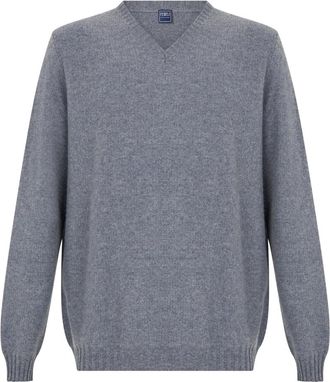 Fedeli V-hals Trui - Heren - V-hals truien - Grijs - 4XL - Kasjmier - Truien & Vesten