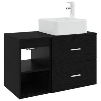 vidaXL Juego De Muebles De Ba&ntilde;o 2 Pcs Roble Negro Madera De Ingenier&iacute;a Vidaxl