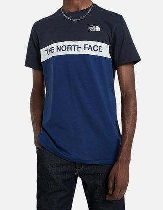 The North Face Mens North Face Mens T Shirts Crew Neck Block Grid Casual Regular Fit Soft Cotton Tee - Navy - Size: 38