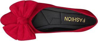Generic Ladies Ballet Flats Bow Pointed Toe Pumps Shoes Solid Color Lightweight Elegant Comfortable Casual Slip On Flat Shoes Work Leisure Red
