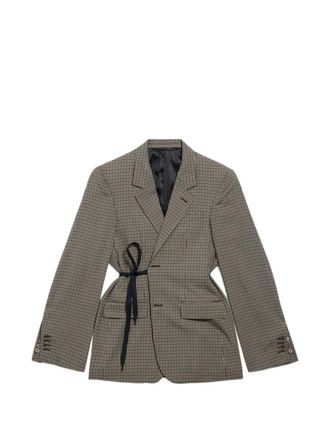 Balenciaga Geruite blazer met strik - Beige