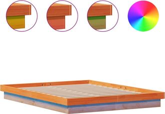 vidaXL Vidaxl - Estructura De Cama Led Madera Maciza Pino Marr&oacute;n Cera 160x200cm