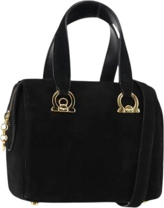 Ferragamo Pre-owned Handbags, female, Black, Size: ONE SIZE Pre-owned Suede Handbag